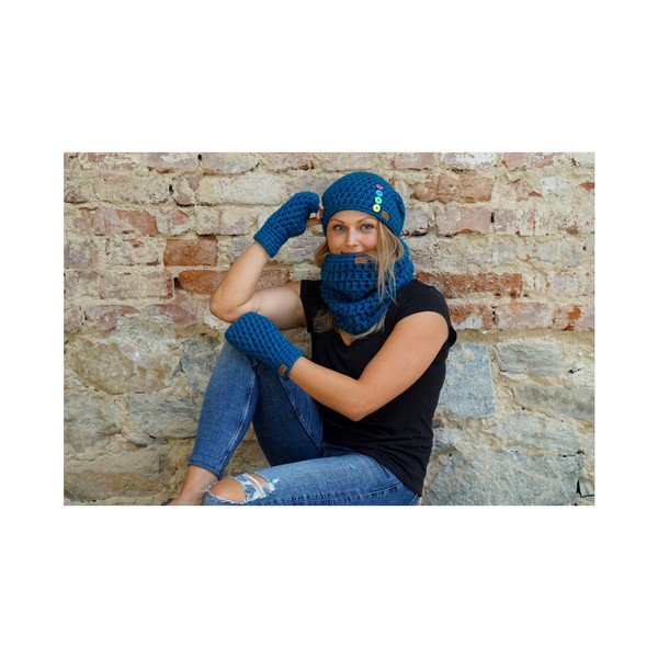 Scaldabraccia blu all'uncinetto Malvin - DOKE-image-1