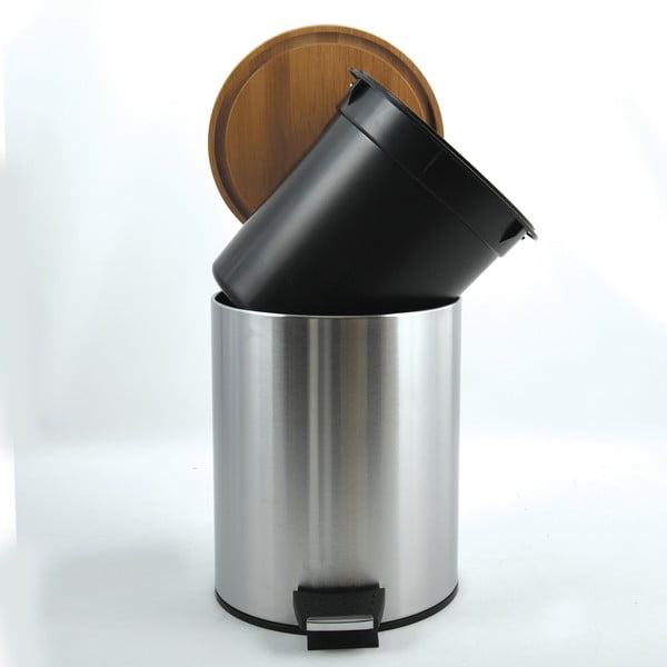 Cestino per la spazzatura color argento opaco in acciaio con pedale 5 l   Adonis – Spirella-image-2