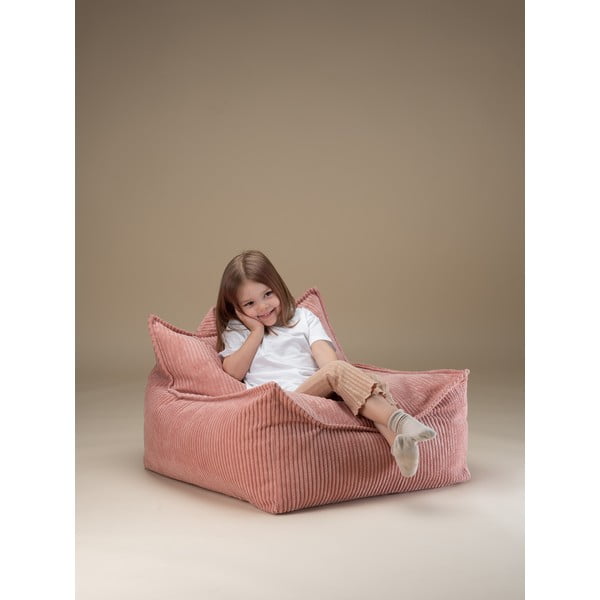 Pouf a sacco per bambini rosa con rivestimento in velluto a coste Chair – Wigiwama-image-1