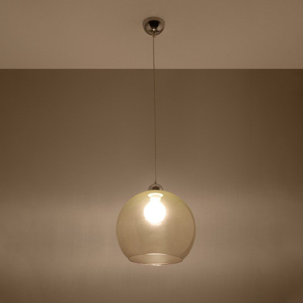 Lampada a sospensione beige con paralume in vetro ø 30 cm Bilbao - Sollux-image-3