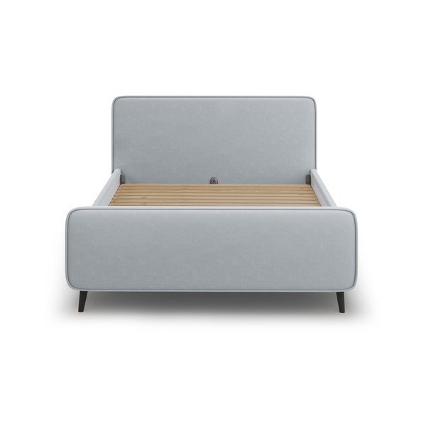 Letto matrimoniale imbottito grigio chiaro con griglia 180x200 cm Kaia - Micadoni Home-image-2