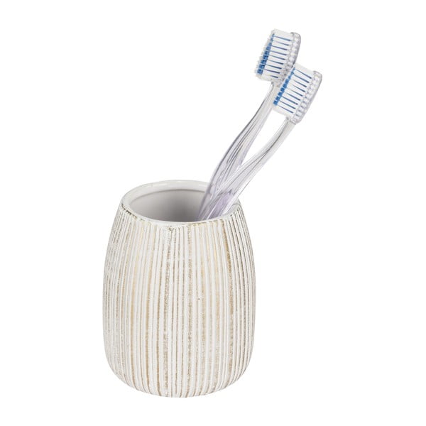 Portaspazzolino bianco/dorato in ceramica Pascoli – Wenko-image-2