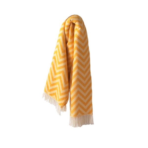 Plaid giallo con contenuto di cotone , 140 x 180 cm Chevron - Euromant