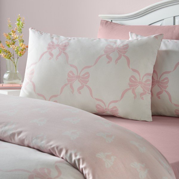 Set copripiumino e federa rosa per letto singolo 135x200 cm Pretty Bows – Catherine Lansfield-image-3