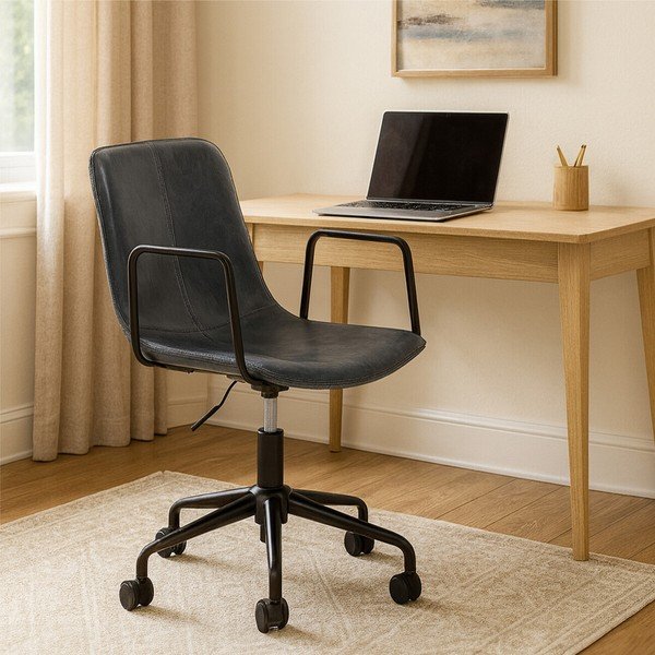 Sedia da ufficio grigio scuro in similpelle Branson – Premier Housewares-image-3