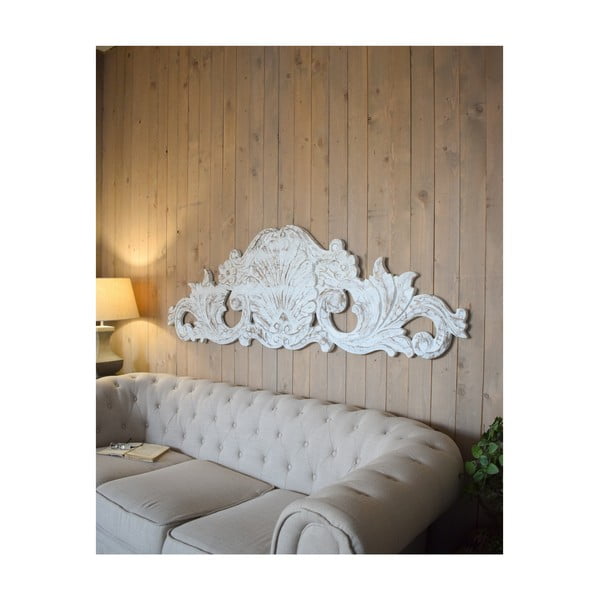 Decorazione da parete in legno di mango bianco antico, lunghezza 180 cm - Orchidea Milano