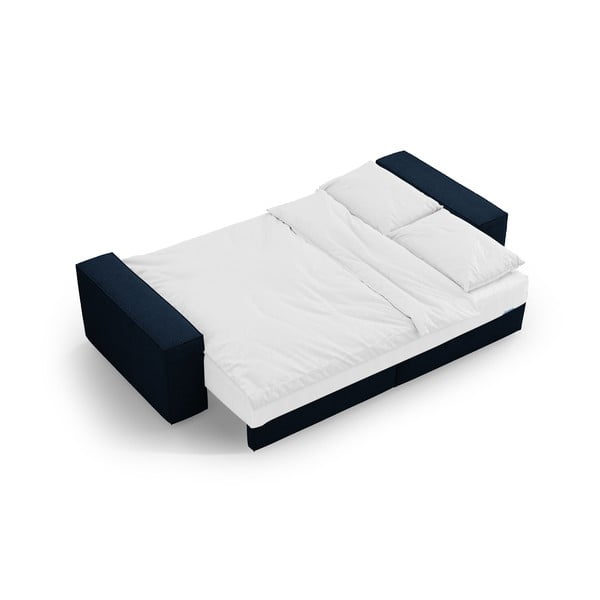 Divano letto blu scuro in tessuto bouclé 247 cm Jodie - Micadoni Home-image-4