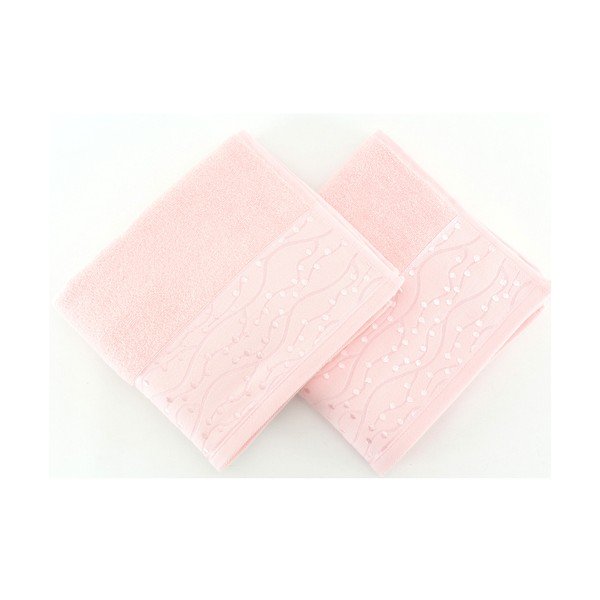 Set di 2 asciugamani rosa in puro cotone Tomuruk, 50 x 90 cm - Soft Kiss