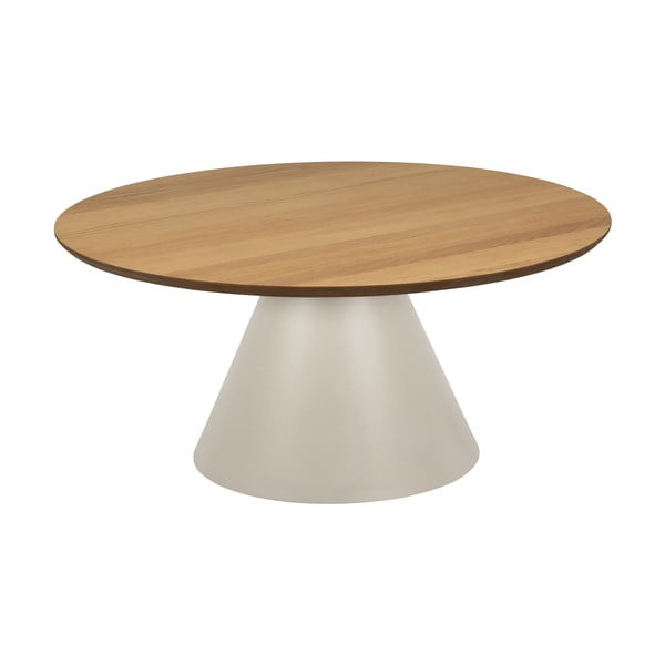 Tavolino rotondo con piano effetto rovere color crema e naturale ø 85 cm Soli - Actona-image-2