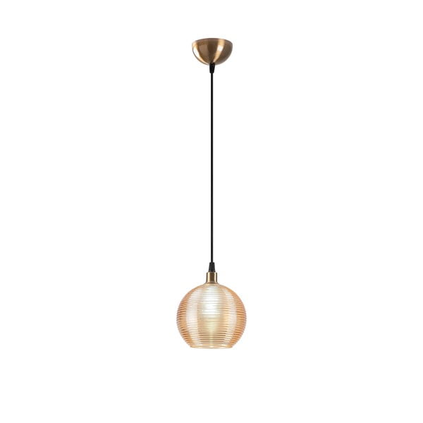 Lampadario in giallo ocra/dorato con paralume in vetro ø 15 cm Muzo – Opviq lights-image-2