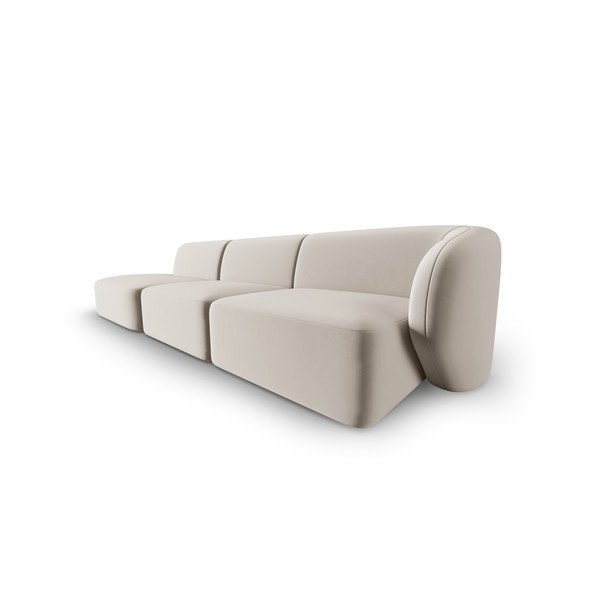 Divano beige con penisola a destra con rivestimento in velluto 311 cm Paolo – Milo Casa-image-2