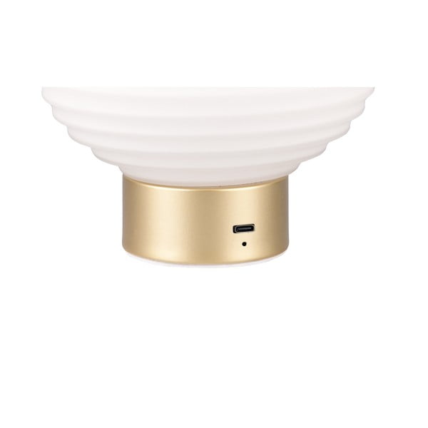 Lampada da tavolo LED dimmerabile in bianco e oro con paralume in vetro (altezza 14,5 cm) Earl - Reality-image-4