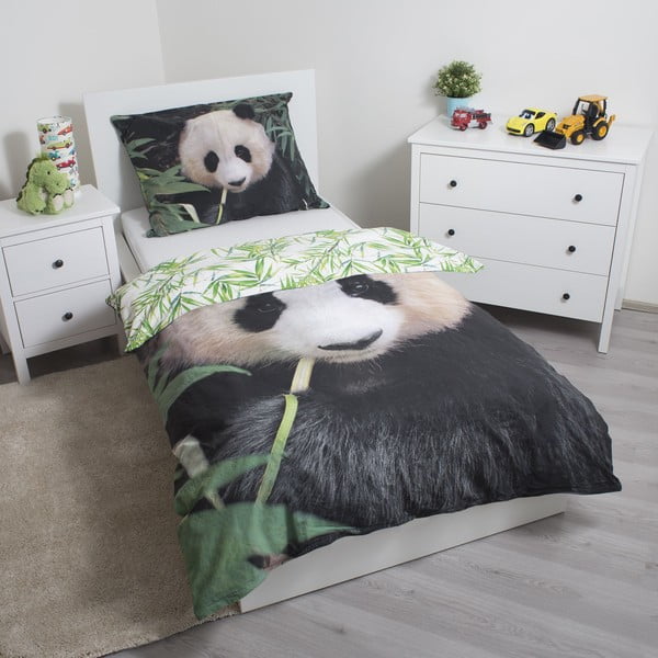 Set copripiumino e federa da bambini in cotone per letto singolo 140x200 cm Panda – Jerry Fabrics-image-2