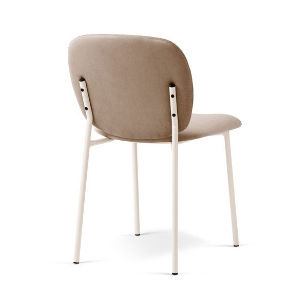 Sedia da pranzo beige imbottito impilabile Caroline – Micadoni -image-2