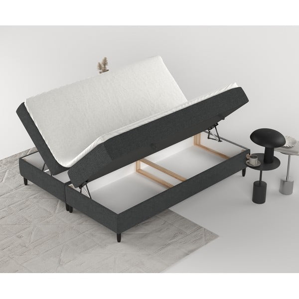 Letto boxspring grigio scuro con contenitore 200x200 cm Malte - Maison de Rêve-image-3