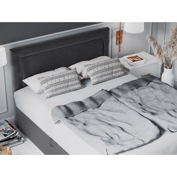 Letto matrimoniale in velluto grigio scuro, 200 x 200 cm Yucca - Mazzini Beds-image-1