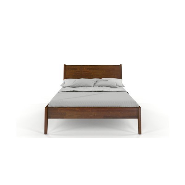 Letto matrimoniale in legno di pino con trama tipo noce 180 x 200 cm Visby Radom - Skandica-image-1