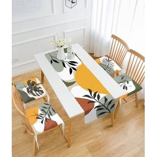 Runner Da Tavolo Autunno Khevga 40x150 Cm - Base Marrone Opaca Con Foglie Ricamate E Motivi Traforati - 4