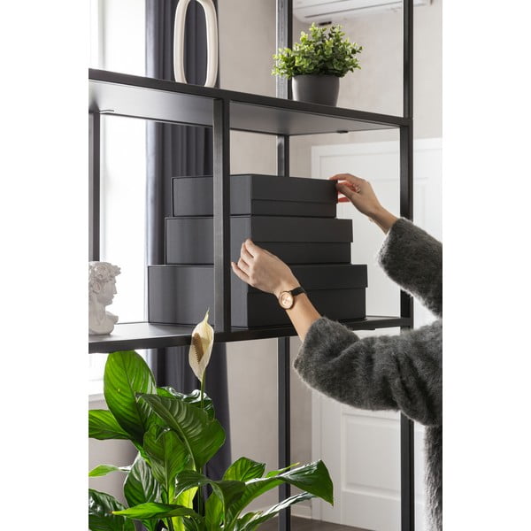 Scatole in set con coperchio grigio scuro in cartone 3 pz 42,5x29,5x13 cm Kian Paper Laminate – Bigso-image-1