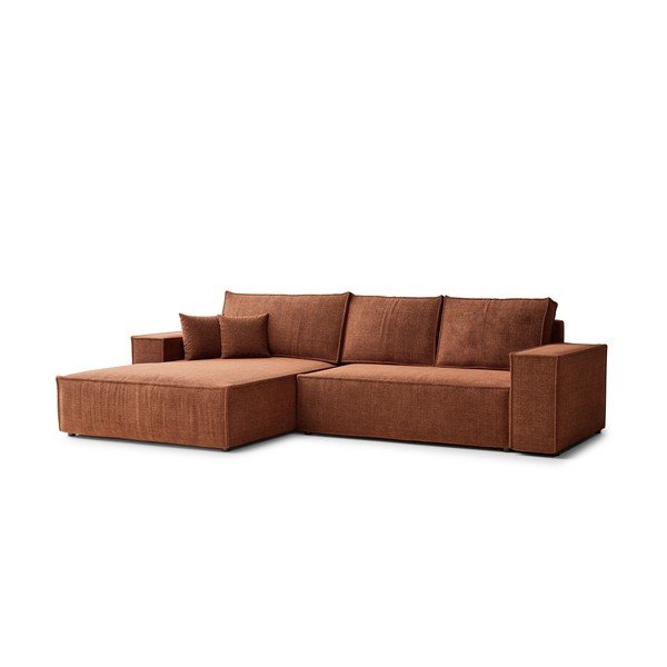 Divano angolare color rame allungabile/con contenitore (con penisola a sinistra/con chaise lounge) con rivestimento in ciniglia Maze – Maison de Rêve-image-2
