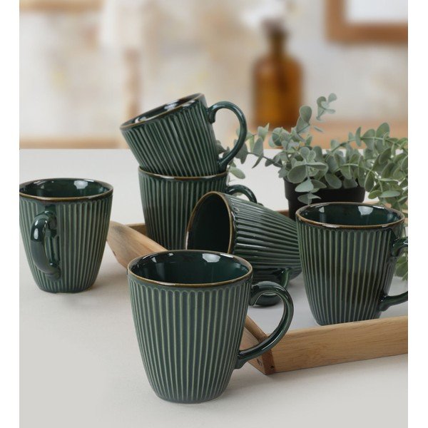Tazze in ceramica verde scuro in set da 6 pezzi 0,3 l - Hermia-image-1