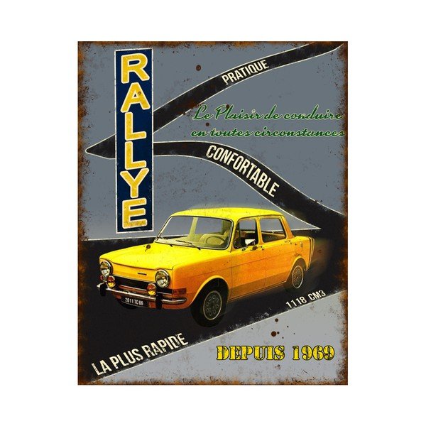 Cartello in metallo Rallye, 22 x 28 cm - Antic Line