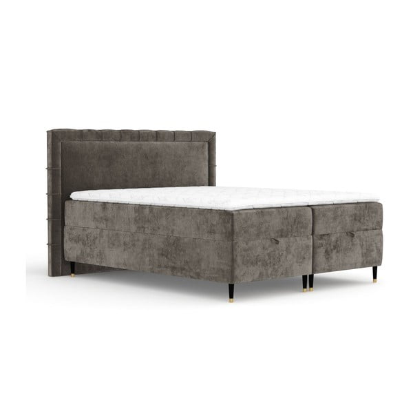 Letto boxspring in grigio scuro con spazio contenitivo 180x200 cm Voyage – Maison de Rêve