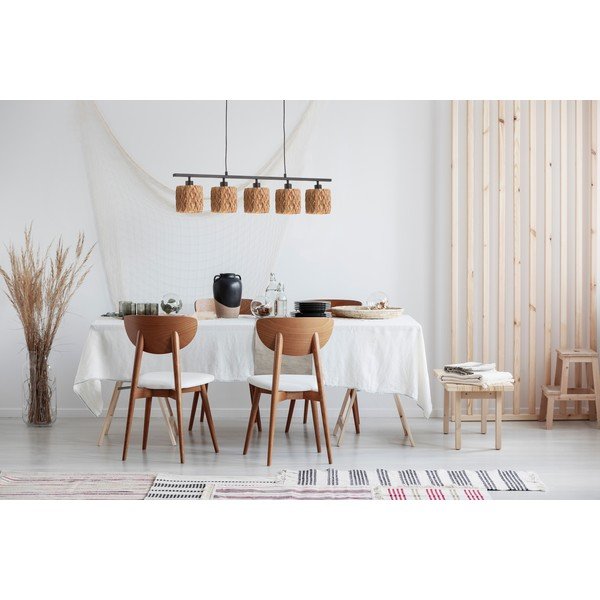 Lampadario nero/naturale con paralume in giacinto d'acqua Hyazinthe - Fischer & Honsel