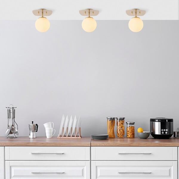 Plafoniera dorata con paralume in vetro 20x25 cm Well – Opviq lights-image-1