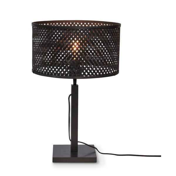 Lampada da tavolo nera con paralume in bambù (altezza 38 cm) Java - Good&Mojo