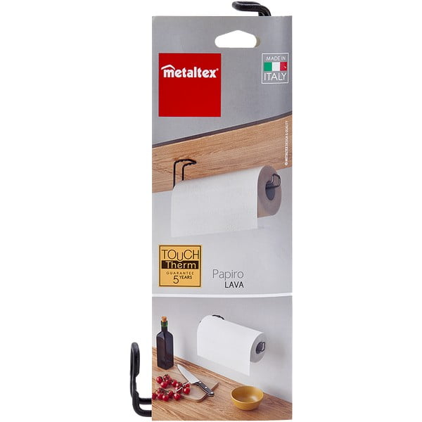 Porta asciugamani da cucina a parete nero - Metaltex-image-4