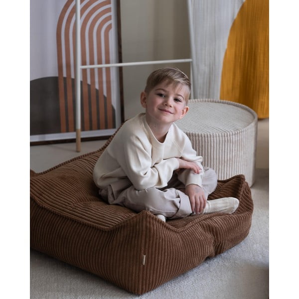 Pouf a sacco per bambini marrone con rivestimento in velluto a coste Square – Wigiwama-image-2