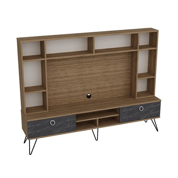 Set TV grigio-marrone in noce 180x136 cm Lorenz - Kalune Design
