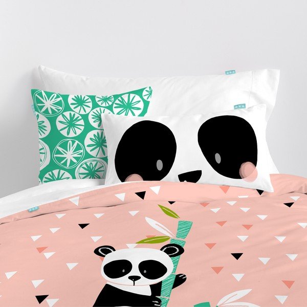 Biancheria da letto per bambini in cotone, 140 x 200 cm Panda Garden - Moshi Moshi-image-1