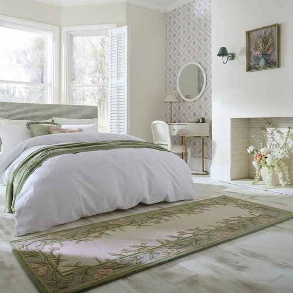 Passatoia in lana tessuta a mano 80x300 cm Verona Floral  – Flair Rugs-image-1