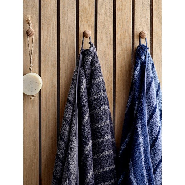 Asciugamano in spugna di cotone grigio a righe, 100 x 50 cm Comfort Organic - Södahl-image-1