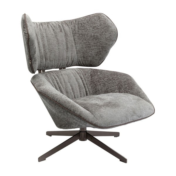 Sedia girevole in peluche grigia Oval Office - Kare Design