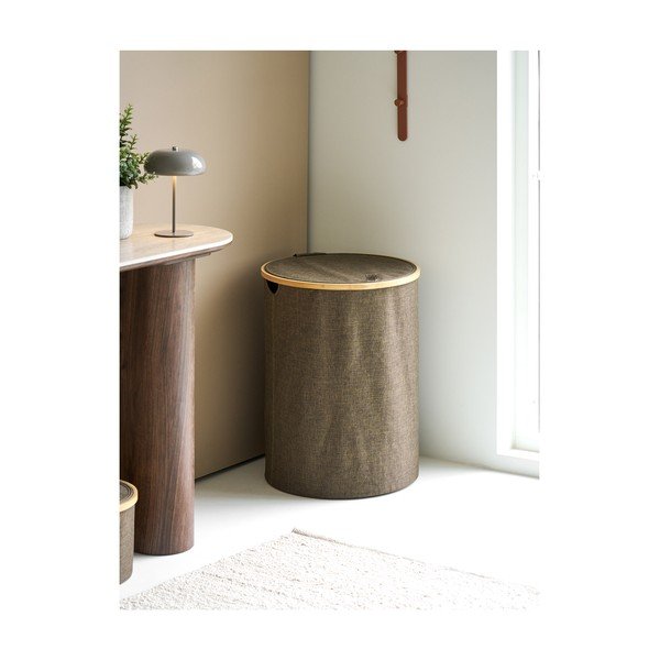 Cesta per il bucato marrone in tessuto Noto – House Nordic-image-1