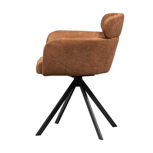 Sedia da pranzo marrone cognac in imbottito con braccioli Fenne – WOOOD-image-4