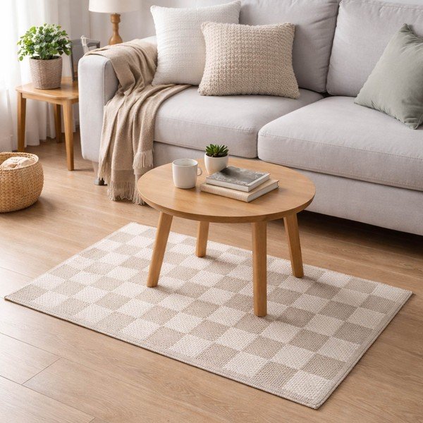 Tappeto di colore naturale in misto cotone lavabile 50x80 cm Jenna – douceur d'intérieur-image-2