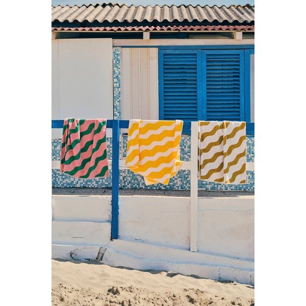 Asciugamano verde/rosa in cotone 90x150 cm Waves – Jotex-image-4