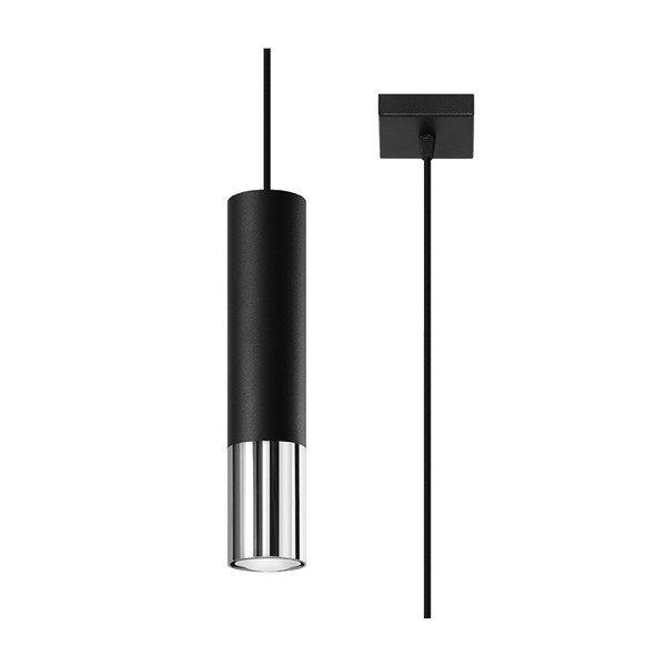 Lampadario nero/argentato in metallo ø 8 cm Longbot – Sollux