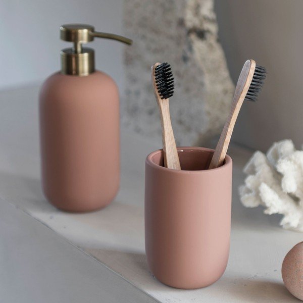 Tazza in ceramica rosa per spazzolini da denti Lotus - Mette Ditmer Denmark-image-3
