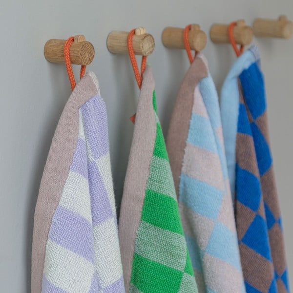 Set di 2 asciugamani in cotone biologico blu-marrone 40x55 cm Retro - Mette Ditmer Denmark-image-4