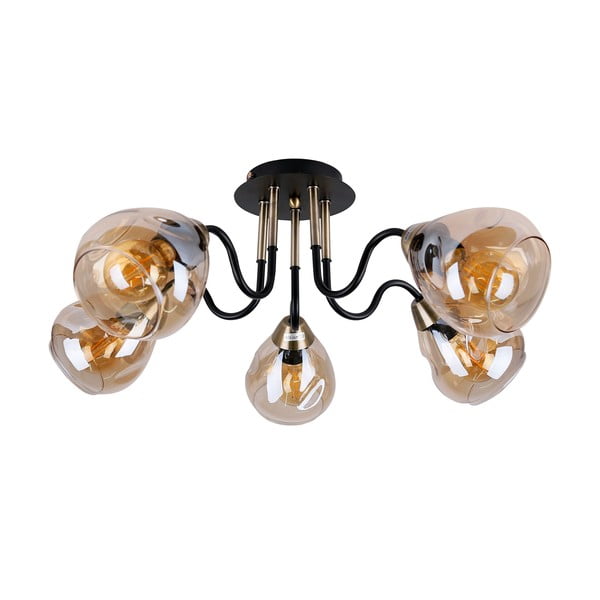 Apparecchio da soffitto con paralume in vetro in nero e oro Unica - Candellux Lighting