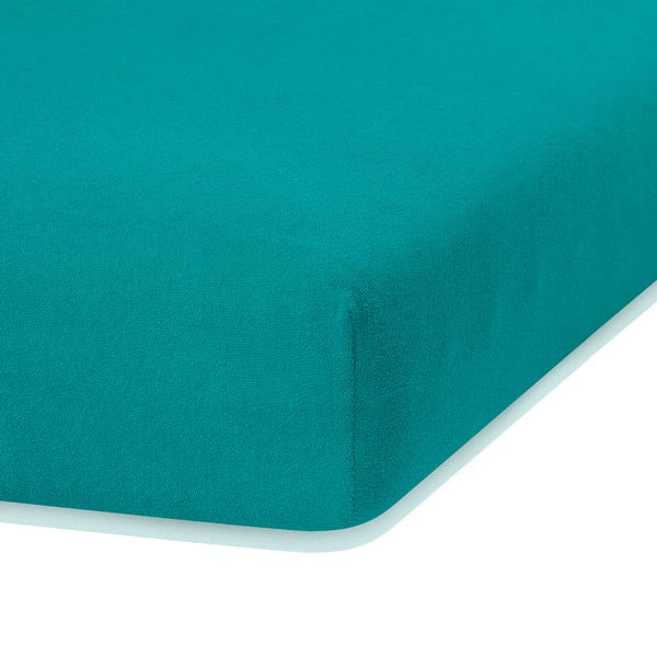 Lenzuolo con angoli verde scuro/blu in terry 140x200 cm Ruby – Restilo-image-1