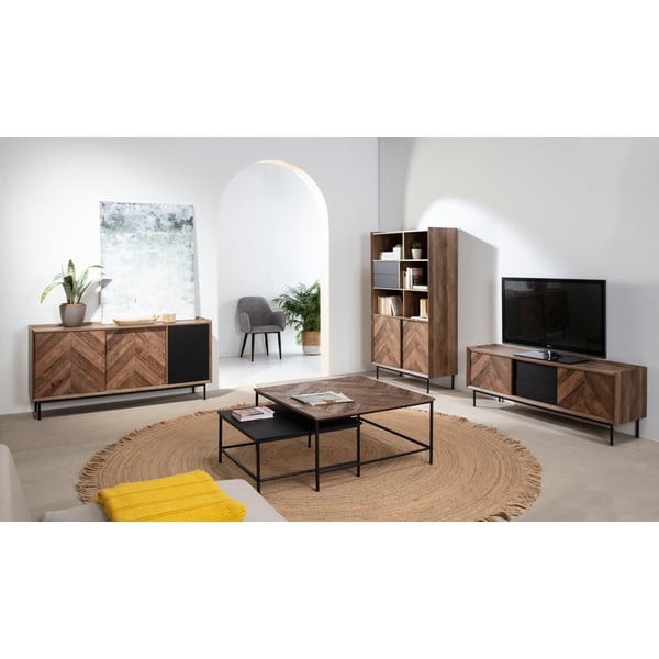 Cassettiera in rovere decorato nero Utah - Marckeric-image-1