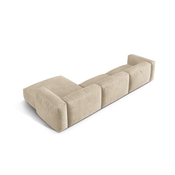 Divano angolare componibile beige (con penisola a destra/con chaise lounge) con rivestimento in velluto Martina – Micadoni -image-3