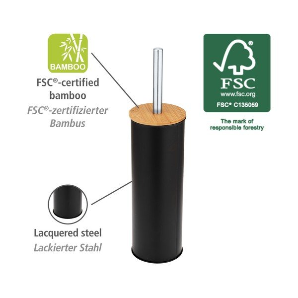 Spazzola per WC in acciaio nero Tortona - Wenko-image-3