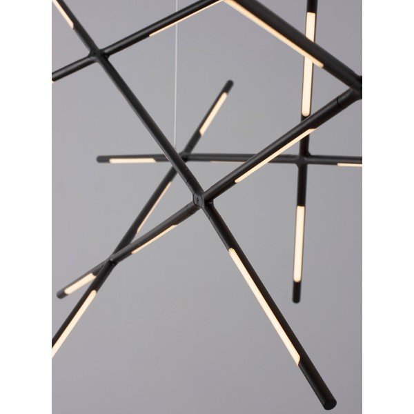 Lampadario LED nero in metallo con paralume in vetro acrilico con intensità regolabile Raccio – Nova Luce-image-2